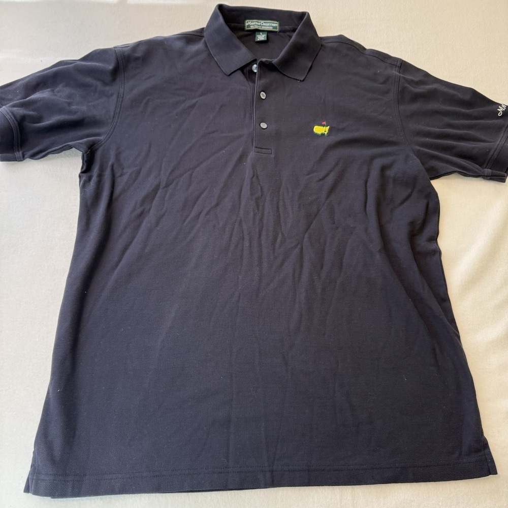 Masters Collection Shirt Mens Large Black Golf Polo‎ 60s Two-Ply Mercerized Pima